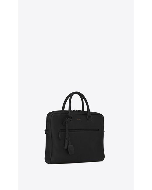 Saint Laurent Black Logo-Stamp Briefcase for men