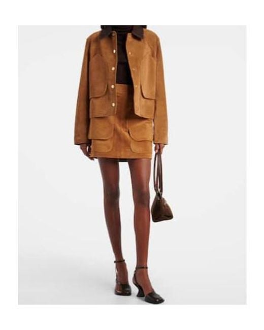 Veronica Beard Natural Norwood Suede Miniskirt
