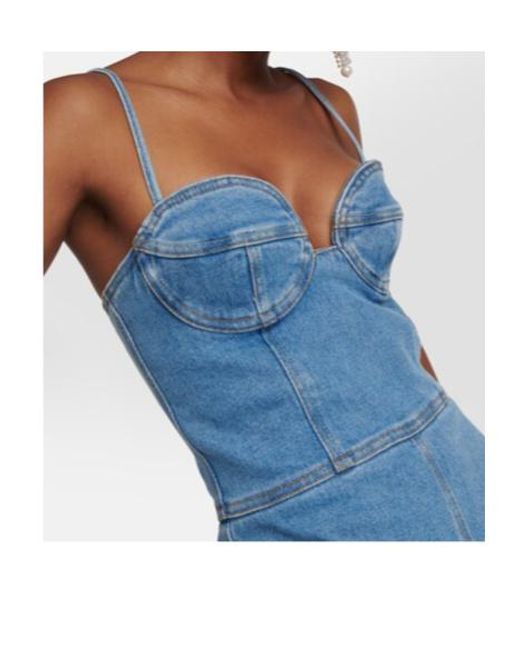 Magda Butrym Blue Bustier Denim Jumpsuit