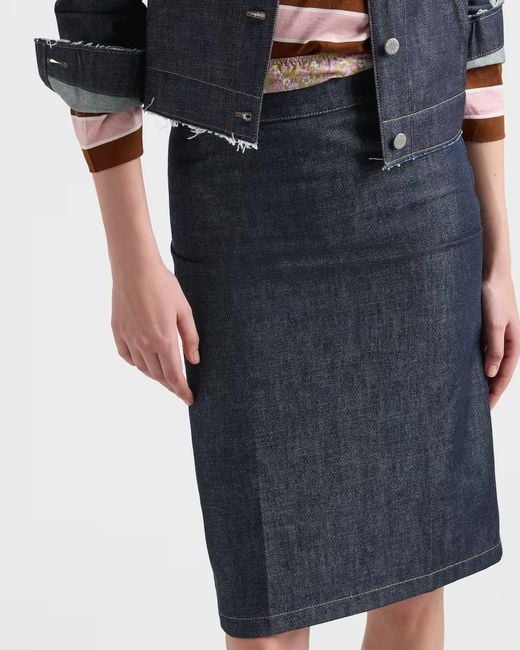 Prada Blue Denim Pencil Skirt