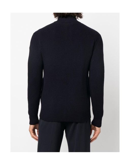 Drumohr Blue Zippered Sweater Cardigan for men
