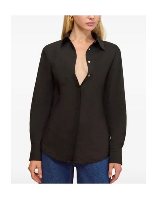 Cult Gaia Black Emelyn Open-Back Shirt