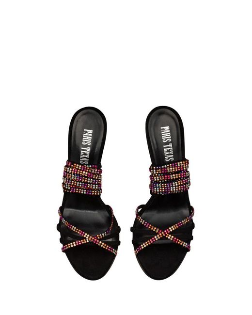 Paris Texas Black Embellished Crossover Strap Sandals