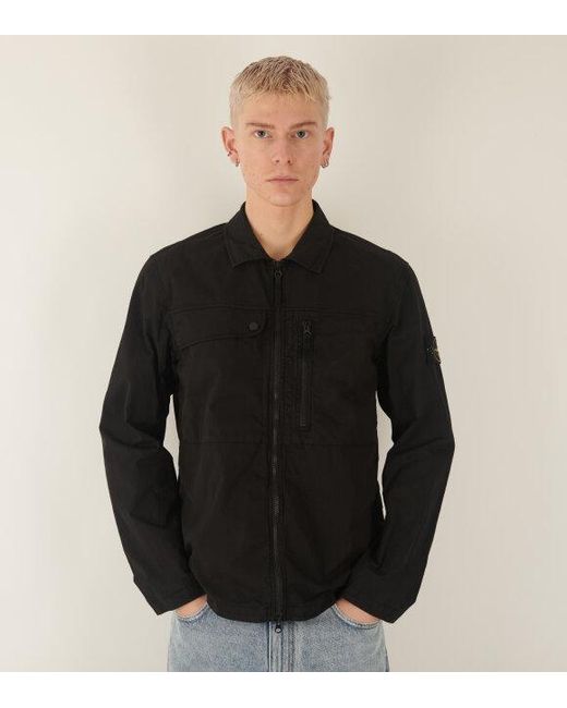 Stone Island Black Logo Patch Zip-Up Jacket for men