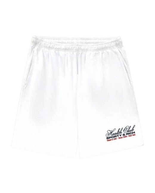Sporty & Rich White Logo-Print Shorts for men