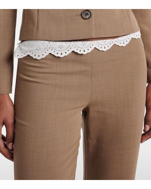 Magda Butrym Brown Lace-Trimmed Wool Straight Pants