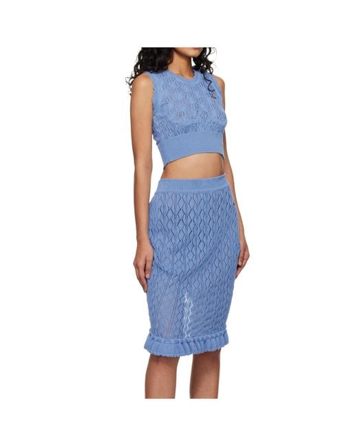 Vivienne Westwood Blue Ella Orb Embroidered Knitted Top
