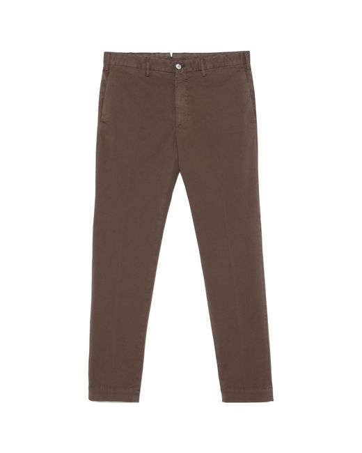 Incotex Brown Pressed-Crease Tapered Trousers for men