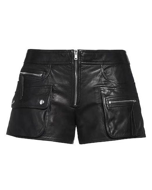 Isabel Marant Black Solid Color Leather Shorts