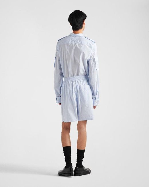 Prada Blue Striped Knee-Length Deck Shorts for men
