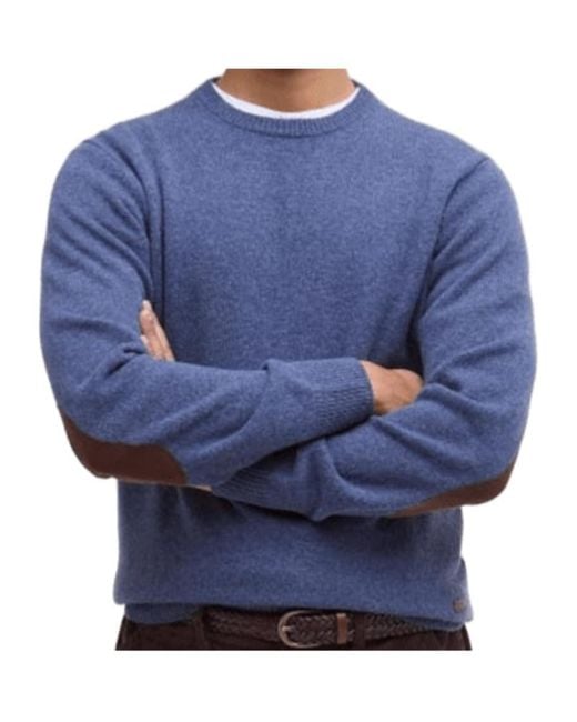 Barbour Blue Crew Neck Sweater for men