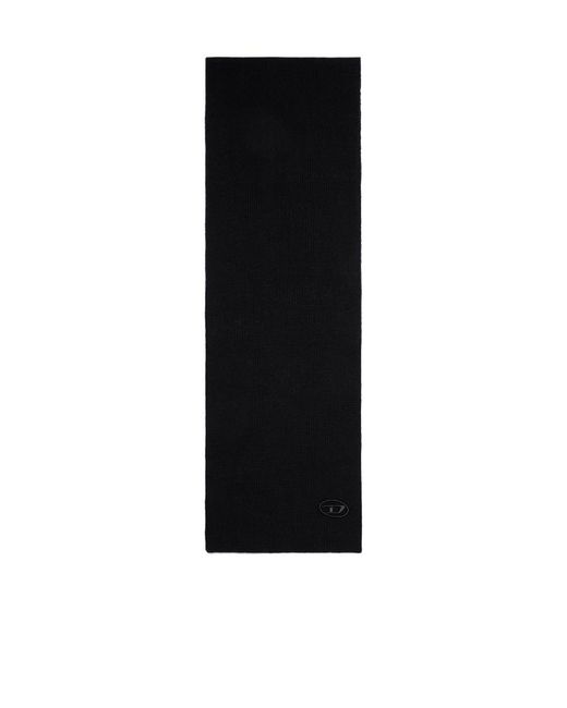 DIESEL Black K-Coder Logo Embroidered Ribbed Scarf for men