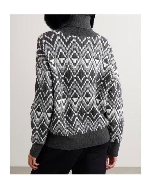 Varley Black Ida Fair Isle Knitted Turtleneck Sweater