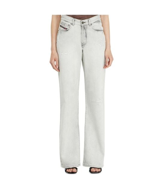 DIESEL White Regular Jeans High Waist 1971 D-Sent