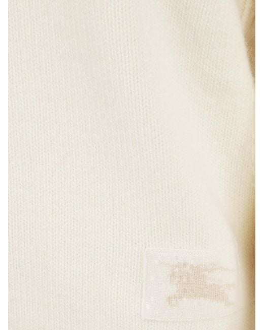 Burberry White Knitted Equestrian Knight Jumper