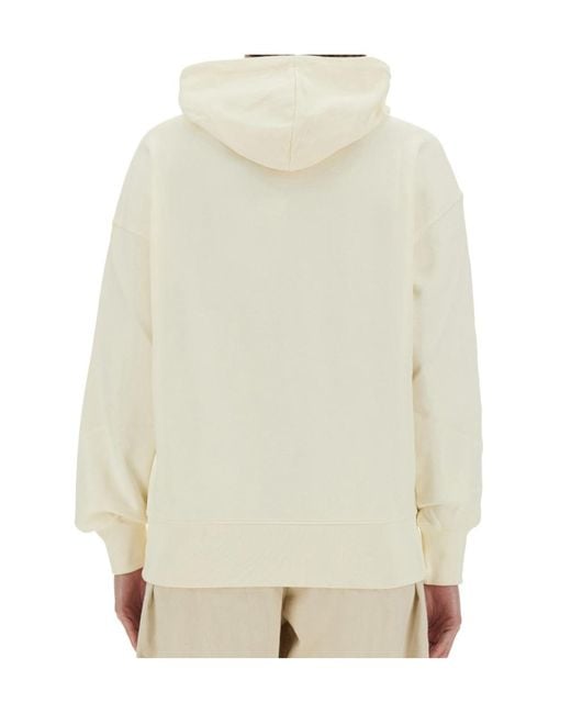 MSGM White Brushed Logo Hooded Sweatshirt