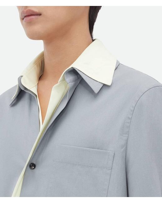 Bottega Veneta Gray Double Layer Long-Sleeved Shirt for men