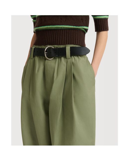 Marni Green Canvas Trousers With Pleats