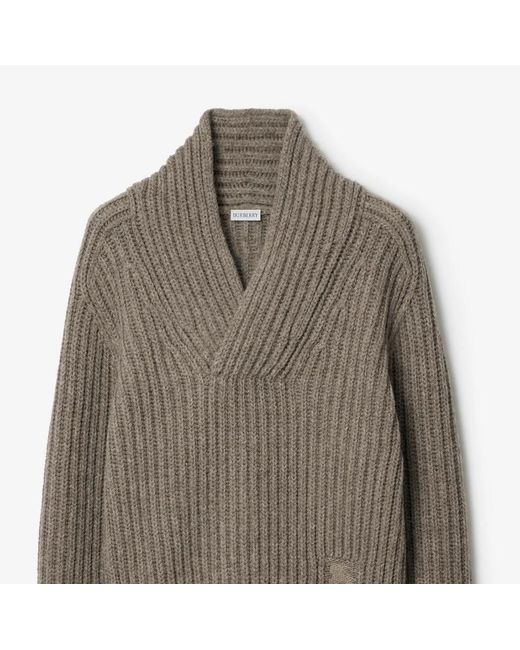 Burberry Brown Shawl Collar Knitted Jumper for men