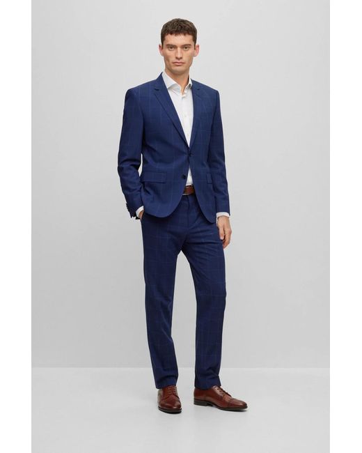 Boss Blue Long-Sleeved Suit Coat for men