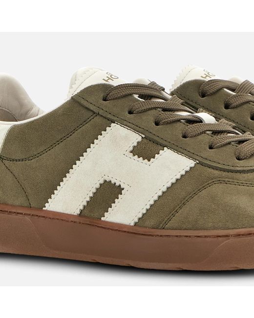Hogan Brown H647 Logo-Patch Low-Top Sneakers for men