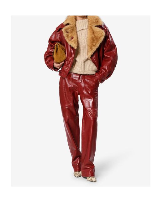 Isabel Marant Red Valina Leather Coat
