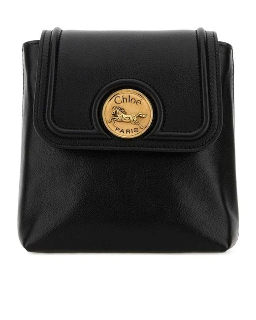 Chloé Black Chloé Mini Horse Medal Backpack