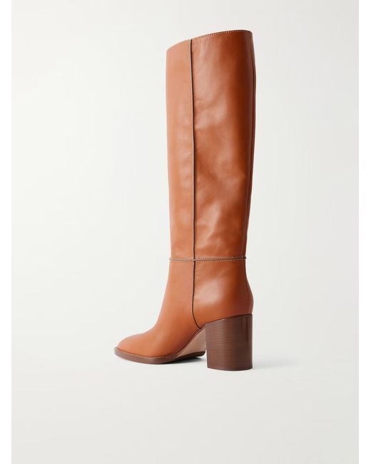 Gianvito Rossi Brown Solid Leather Knee Boots