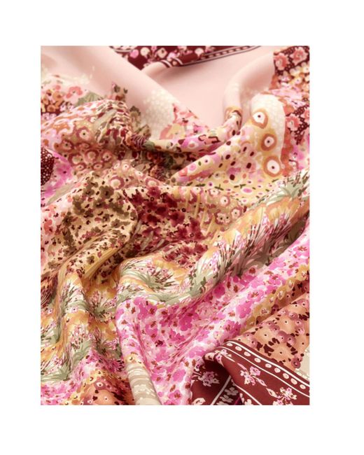 Ferragamo Pink Ferragamo Logo Detailed Floral Scarf