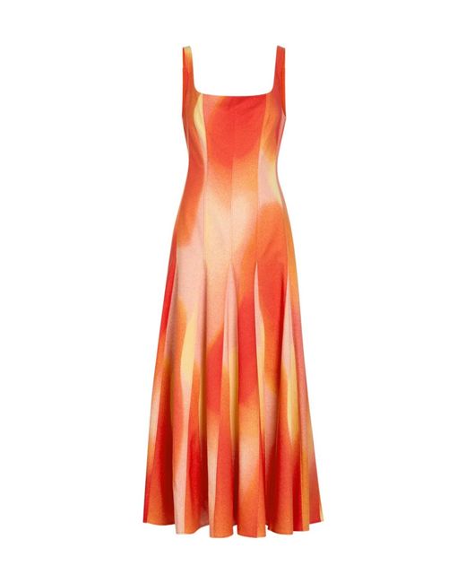 Jonathan Simkhai Orange Printed Cotton-Blend Midi Dress