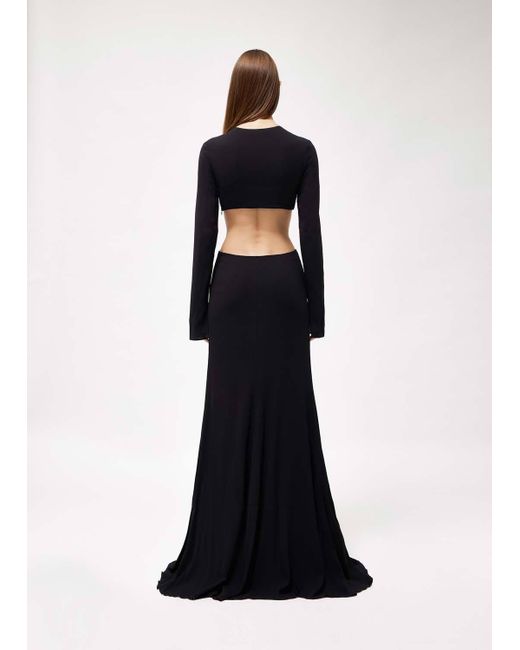 Blumarine Black Rose Detailed Cut-Out Long Dress