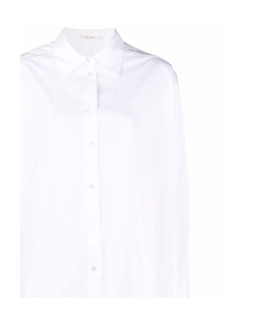 The Row White Logo Long-Sleeved Shirt