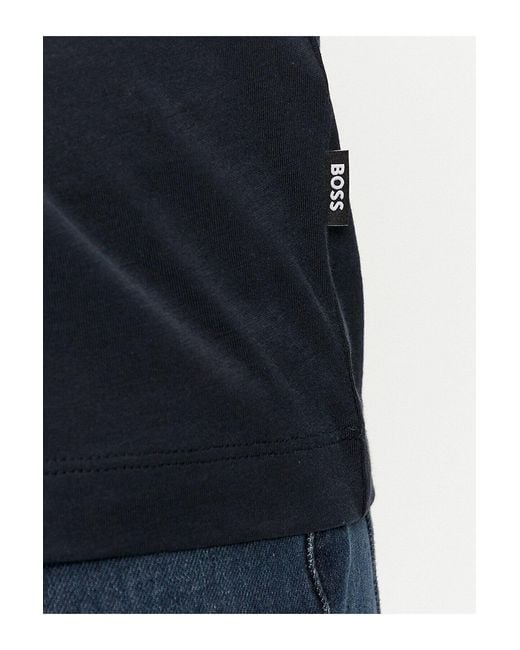 Boss Blue Logo-Appliqué Cotton T-Shirt for men