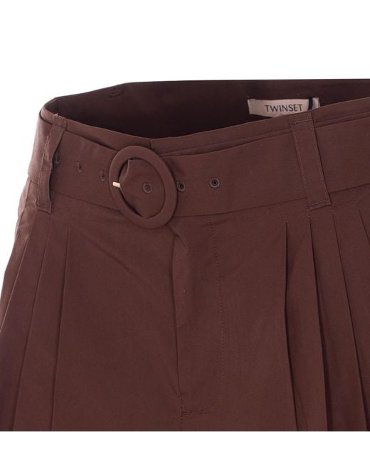 Twinset Purple Embroidered Belted Shorts