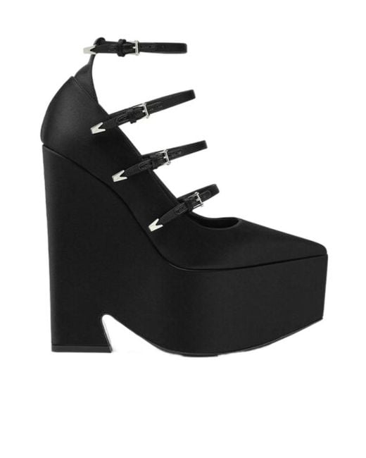 Versace Black Tempest Strappy Platform Pointed Toe Pumps