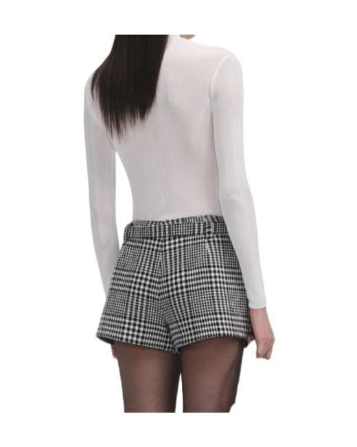 Self-Portrait Gray Self Portrait Turtleneck Semi-Sheer Top