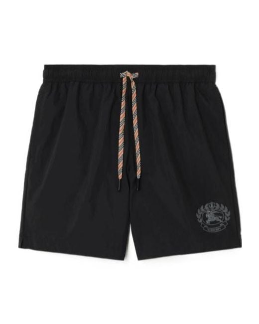 Burberry Black Knight Crest Swim Shorts for men