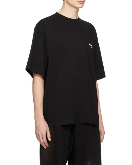 we11done Black Logo Cotton T-Shirt for men