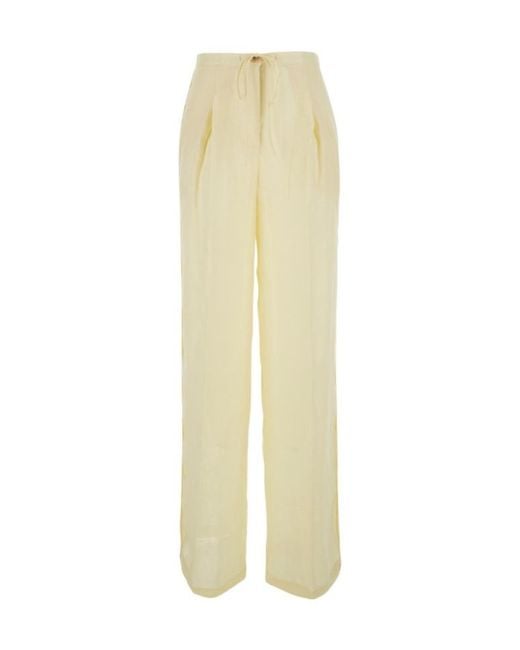 Semicouture Yellow Semi Couture Drawstring Linen Pants