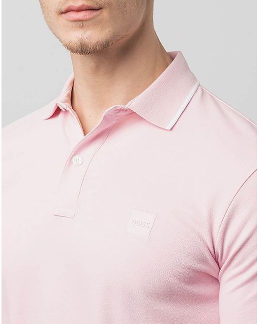 Boss Pink Logo Polo Shirt for men