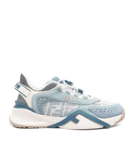 Fendi Blue Flow Low-Top Sneakers