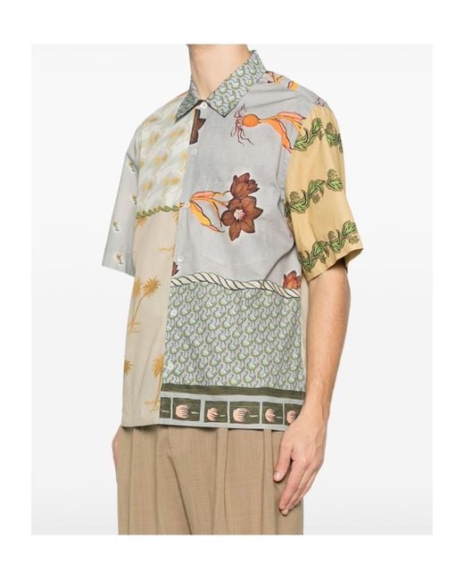 Paul Smith Gray Patchwork Printed Shirt for men