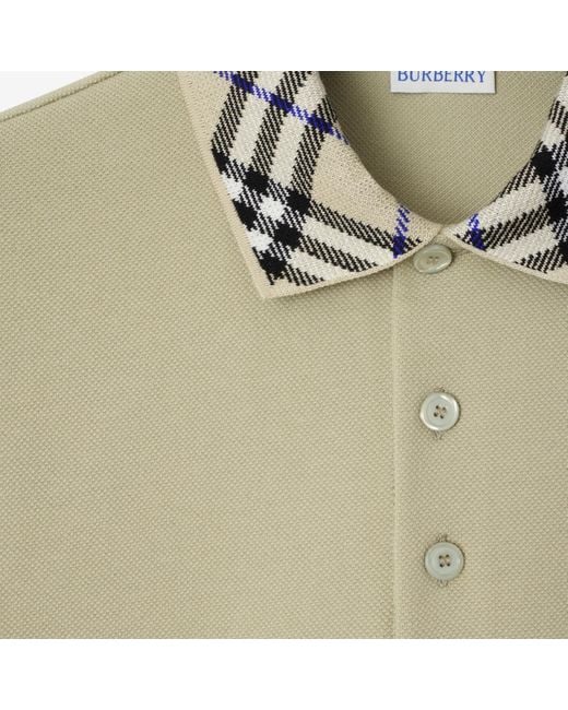 Burberry Green Check Collar Short Sleeved Polo Shirt for men