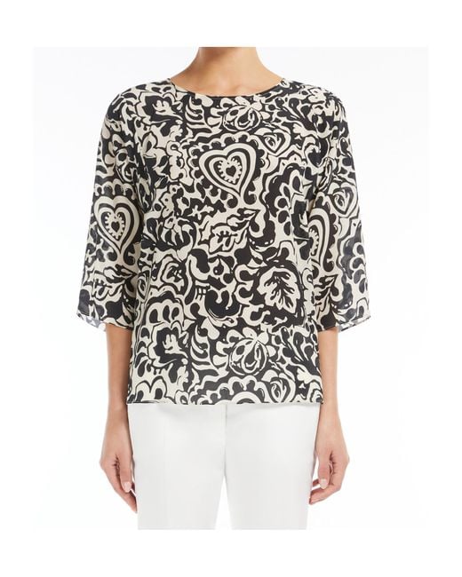 Weekend by Maxmara Black Silk Twill Blouse
