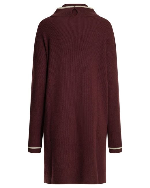 Brunello Cucinelli Purple Long-Sleeved Knit Dress