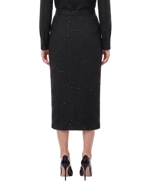 Roland Mouret Black Sequin Boucle Midi Skirt