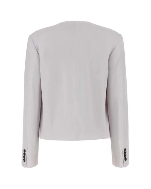 Low Classic Gray Single Breasted Collarless Tailored Blazer