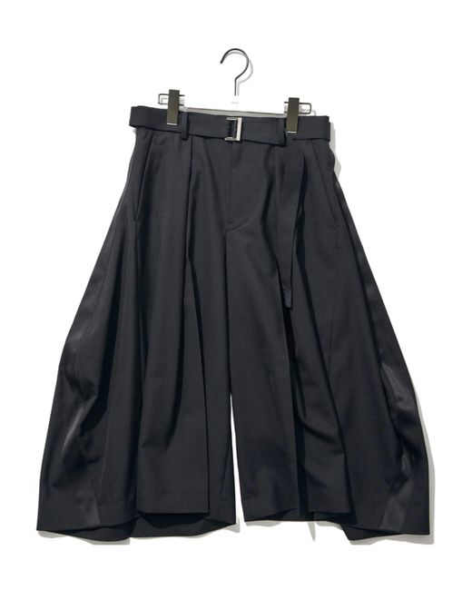 Sacai Black Wide-Leg Cropped Trousers