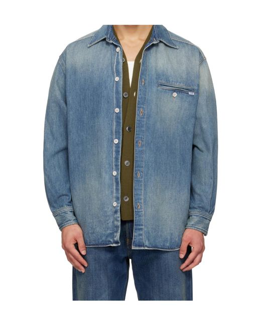 MM6 by Maison Margiela Blue Long-Sleeved Denim Shirt for men