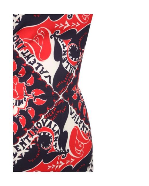 Valentino Red Printed Silk Crêpe Halter Jumpsuit